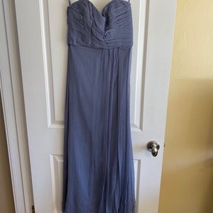 Amsale strapless bridesmaid dress - blue/gray